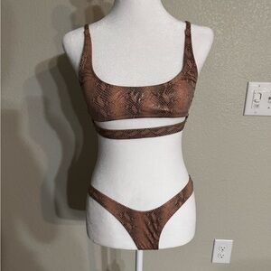 Brown Snake Print Bikini Set